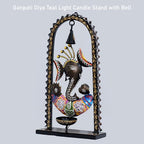 Ganesh Tea Light Candle Diya with Ringing Bell Decorative Metal Statue Showpiece for Living Room Home Decor, Tabletop