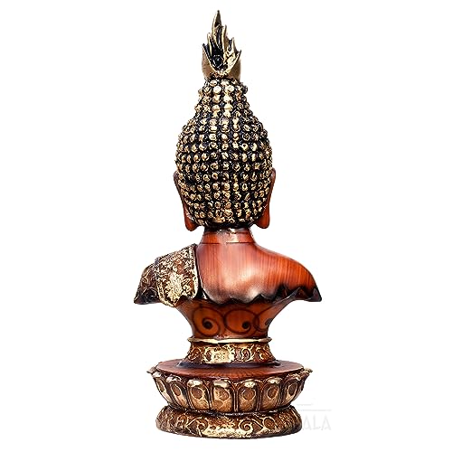 12-inch Serene Buddha Statue Wooden Finish Poly-Resin Meditation Sculpture for Mindfulness, Peace