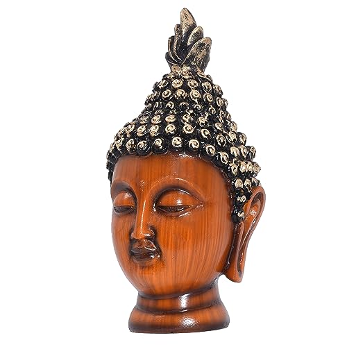 5 inch Calm Buddha Tabletop Figurine Wooden Finish Poly-Resin Statue for Mindfulness, Peace, Home Decor (5 inch)
