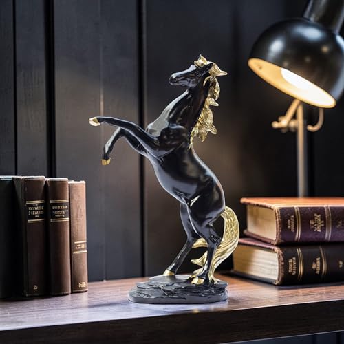 Bronze Finish Horse Pair Showpiece | Two Running Horses Figurine for Home Decor