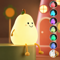 Pear Night Light for Kids – Soft Silicone Rechargeable LED Lamp