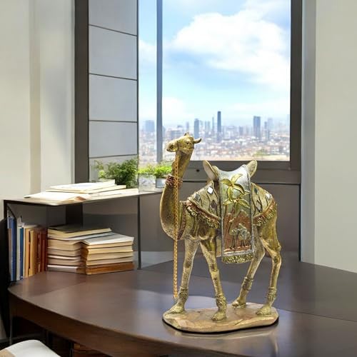 Luxurious Gold Camel Statue Set – Intricately Detailed Poly-Resin Home Décor Showpiece – Gift for Living Room, Office