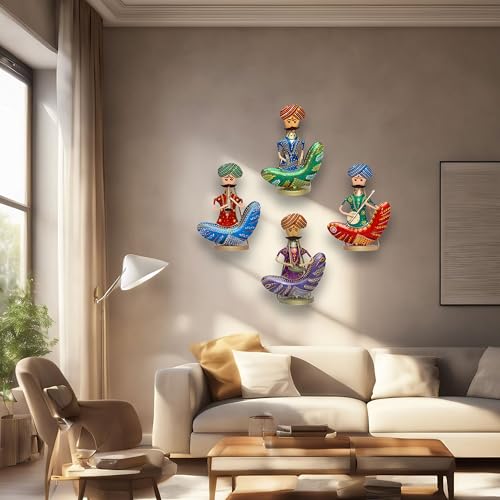 Rajasthani Moustache Musicians – Hand-Painted Decorative Showpiece Set of 4 Musical Statues