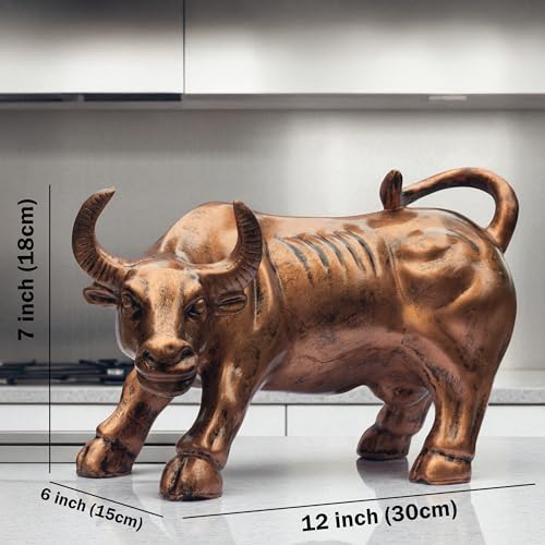 Mecha Bull Steampunk Decor Figurine – 7" Mechanical Bull Showpiece in Metallic Gold
