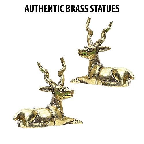 Premium Brass Deer Figurines (Set of 2) for Home Decor, Living Room Centerpiece, Office Desk