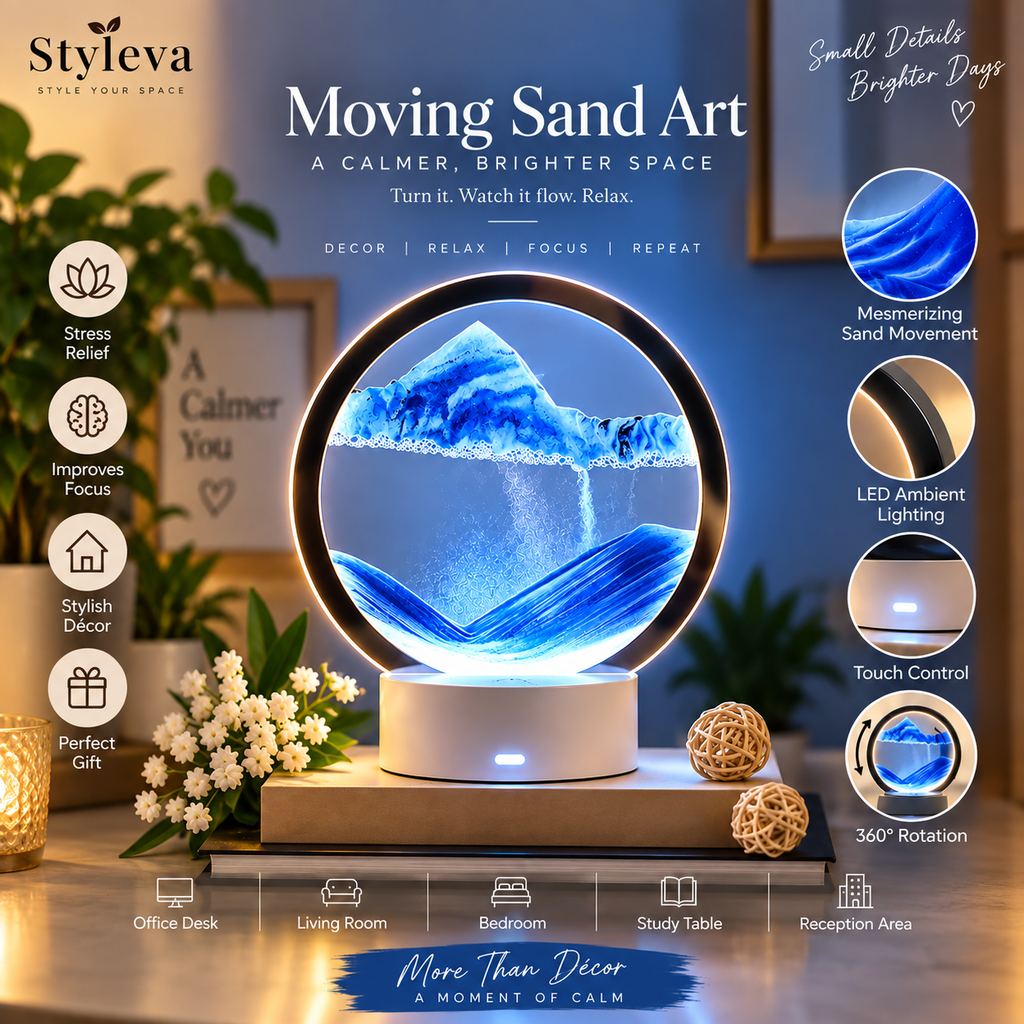 Moving Sand Art Picture with 5-Color LED Light | 3D Liquid Motion Décor for Home & Office