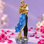 Romantic Couple Showpiece – Elegant Gold & Blue Dancing Couple Statue for Home Décor, Anniversary & Wedding Gift