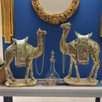 Luxurious Gold Camel Statue Set – Intricately Detailed Poly-Resin Home Décor Showpiece – Gift for Living Room, Office