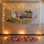 Traditional Indian Wall Decor – Iron Chariot with Horses & Royal Figures