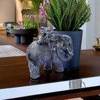 Polyresin 6" Elephant with Baby Statue for Home Decor – Vastu & Feng Shui Good Luck Symbol