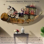 Traditional Indian Wall Decor – Iron Chariot with Horses & Royal Figures