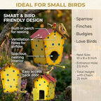 Metal Bird House Nest for Outdoor Garden Hanging Decor | Weather Resistant Bird Nest Box with Hook Chain for Sparrow