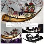 Traditional Indian Wall Decor – Iron Chariot with Horses & Royal Figures