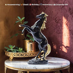 Bronze Finish Horse Pair Showpiece | Two Running Horses Figurine for Home Decor