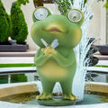 Playful Solar-Powered Resin Adorable Frog Statue – Perfect Garden and Indoor Decor with Auto Light-Up Eyes (Butterfly)