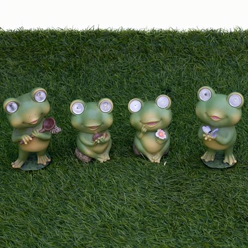 Playful Solar-Powered Resin Adorable Frog Statue