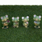 Playful Solar-Powered Resin Adorable Frog Statue