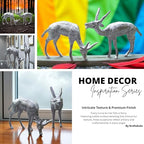 Set of 2 White Metal Deer Figurines – Handcrafted Decorative Animal Showpieces, Elegant Home & Office Decor