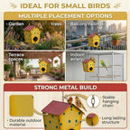 Metal Bird House Nest for Outdoor Garden Hanging Decor | Weather Resistant Bird Nest Box with Hook Chain for Sparrow