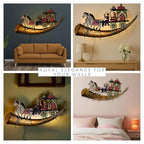 Traditional Indian Wall Decor – Iron Chariot with Horses & Royal Figures