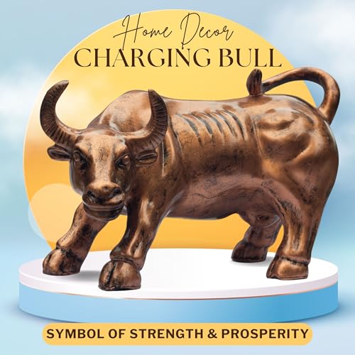 Mecha Bull Steampunk Decor Figurine – 7" Mechanical Bull Showpiece in Metallic Gold