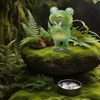 Playful Solar-Powered Resin Adorable Frog Statue – Perfect Garden and Indoor Decor with Auto Light-Up Eyes (Butterfly)