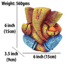 Ganesha Idol Shree Gajanand Ganpati Murti 6 inch Vinayak Poly Fibre Resin Statue for Home Temple, Living Room Decor