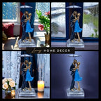 Romantic Couple Figurine with Umbrella | Gold Love Statue for Home Decor