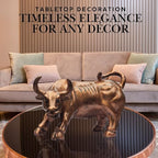 Mecha Bull Steampunk Decor Figurine – 7" Mechanical Bull Showpiece in Metallic Gold