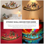 Handcrafted Rajasthani Trumpet Horn Metal Wall Decor with LED Lights