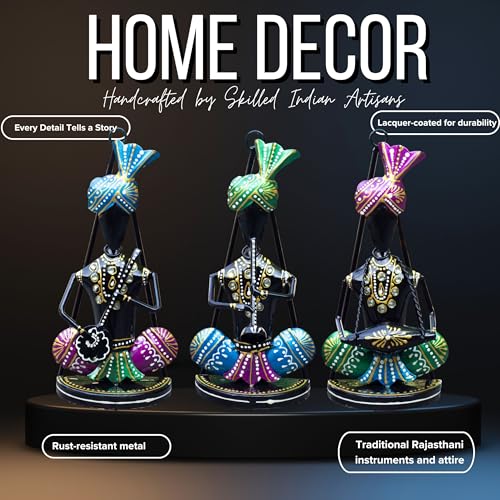 Set of 3 Rajasthani Folk Musician Wall Hanging Showpieces