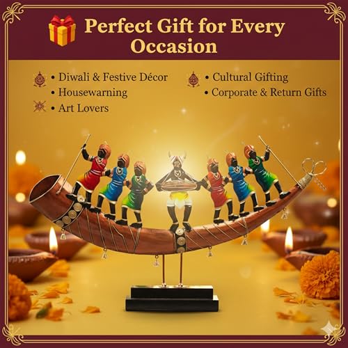 Handcrafted Santhal Tribal Dancer Metal Showpiece | Ethnic Indian Folk Art Home Decor | Decorative Table & Wall Hanging