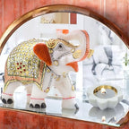 Diwali Gift Set with Handcrafted 5-Inch Marble Elephant & 3-Inch Marble Diya – Ideal for Home Decor, Vastu, Feng Shui