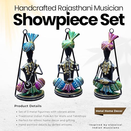 Set of 3 Rajasthani Folk Musician Wall Hanging Showpieces