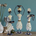 Traditional Tribal Tealight Holder Showpieces – Handmade Ethnic Decor for Home, Diwali, Wedding, Festivals
