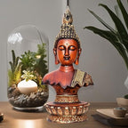 12-inch Serene Buddha Statue Wooden Finish Poly-Resin Meditation Sculpture for Mindfulness, Peace