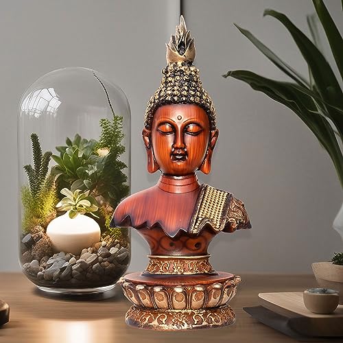 12-inch Serene Buddha Statue Wooden Finish Poly-Resin Meditation Sculpture for Mindfulness, Peace