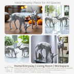 Set of 2 White Metal Deer Figurines – Handcrafted Decorative Animal Showpieces, Elegant Home & Office Decor