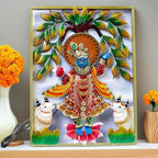 Lord Shrinathji Iron Metal Wall Décor (24x18in) – Handcrafted Krishna Religious Décor Showpiece | Vibrant Hindu Artwork with LED Backlight for Home, Pooja Room & Gifting (SrinathJi)