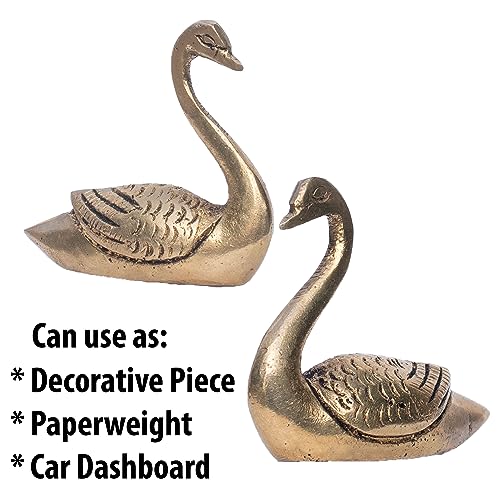 Set of 2 Brass Duck Figurines, Metal Decor Items for Living Room, Office Desk Paperweight