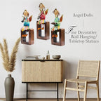 Angel Musician Statues – Set of 3 | Handcrafted Metal & Wood | Wall Hanging, Shelf Display