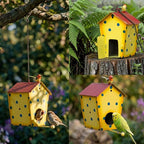 Metal Bird House Nest for Outdoor Garden Hanging Decor | Weather Resistant Bird Nest Box with Hook Chain for Sparrow