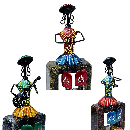 Musician Dolls Wall Hanging Metal Showpieces Handmade Iron Home Decor Tabletop Statues for Living Room