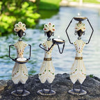 Traditional Tribal Tealight Holder Showpieces – Handmade Ethnic Decor for Home, Diwali, Wedding, Festivals