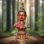 12-inch Serene Buddha Statue Wooden Finish Poly-Resin Meditation Sculpture for Mindfulness, Peace, Spiritual Enlightenment and Home Decor
