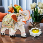 Diwali Gift Set with Handcrafted 5-Inch Marble Elephant & 3-Inch Marble Diya – Ideal for Home Decor, Vastu, Feng Shui
