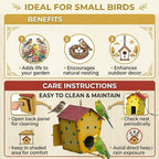 Metal Bird House Nest for Outdoor Garden Hanging Decor | Weather Resistant Bird Nest Box with Hook Chain for Sparrow