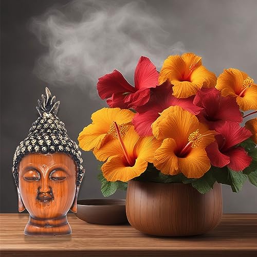 5 inch Calm Buddha Tabletop Figurine Wooden Finish Poly-Resin Statue for Mindfulness, Peace, Home Decor (5 inch)