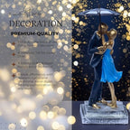 Romantic Couple Figurine with Umbrella | Gold Love Statue for Home Decor