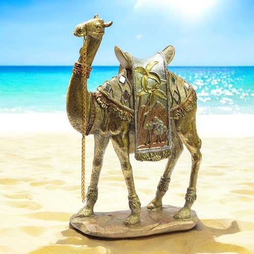 Luxurious Gold Camel Statue Set – Intricately Detailed Poly-Resin Home Décor Showpiece – Gift for Living Room, Office